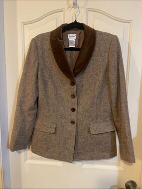 Together Brown Tweed Blazer with Velvet Collar